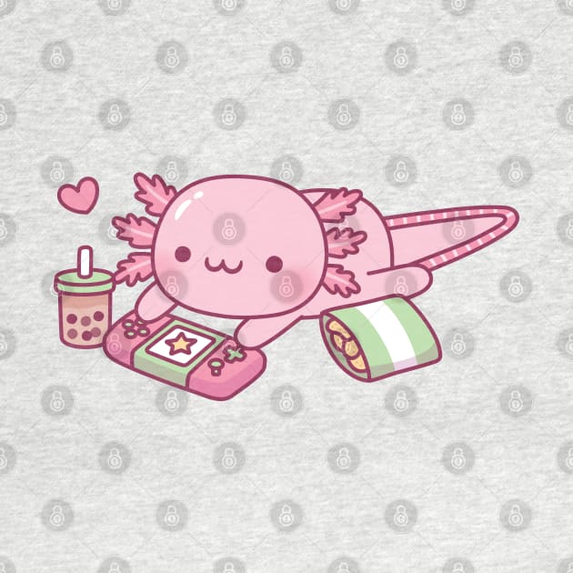 Cute Axolotl Relax Gamer by rustydoodle